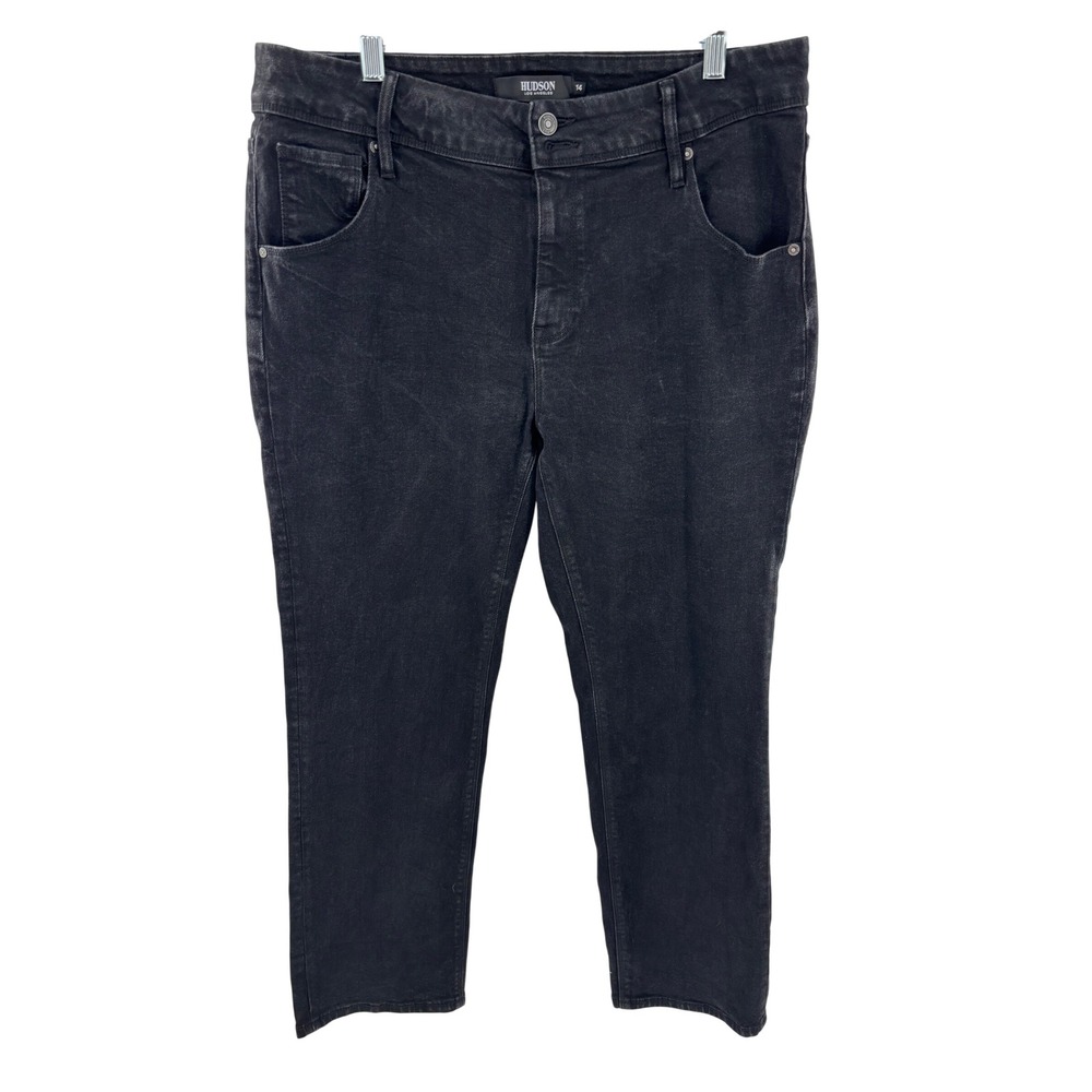 Hudson Los Angeles Womens Jeans Black Wash Size 14 Straight Leg Cropped